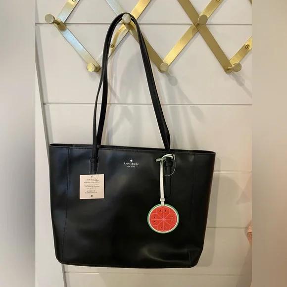 KATE ♠️ SPADE Lali tote in black with adorable tie on🍉🍉 - Picture 1 of 13